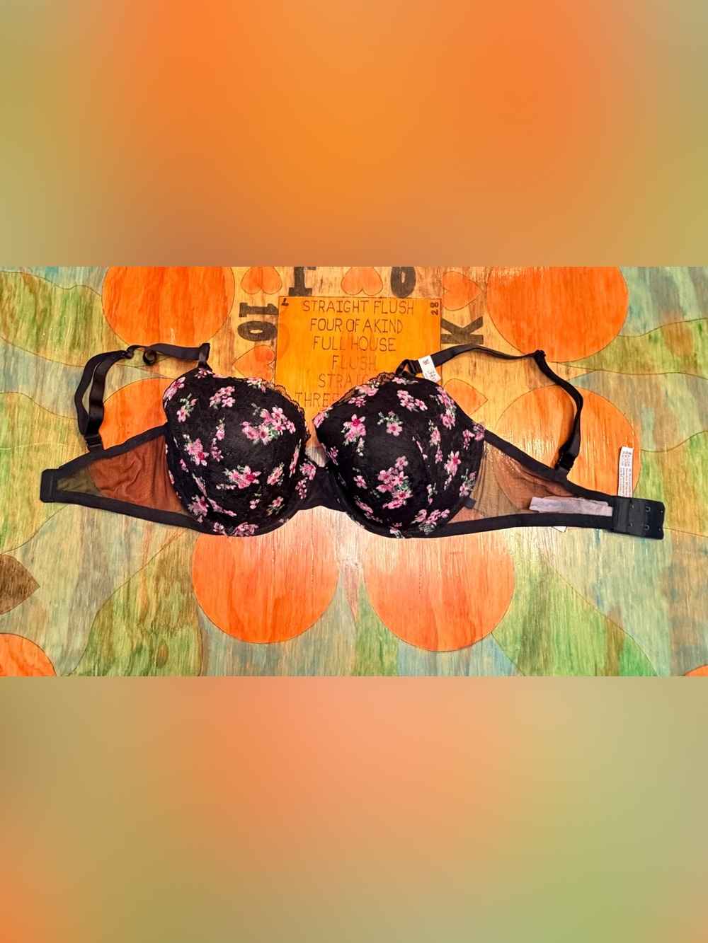 Victoria's Secret Bra 34DDD 34F Lined Demi Black Floral Lace New With Tags Light